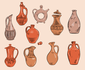 Pottery Decanters vector