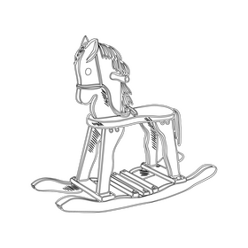 Wooden Rocking Horse black and white clipart