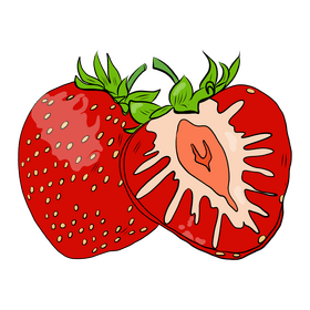 Whole and a Half of a Strawberry clipart