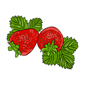 Strawberries with Green Leaves clipart