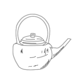 Teapot black and white clipart