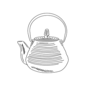 Japanese Teapot black and white clipart