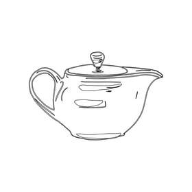 Teapot black and white clipart