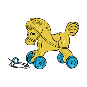Horse Toy with Wheels clipart