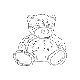 Teddy Bear black and white clipart