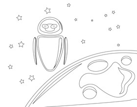 Eve Wall E black and white vector