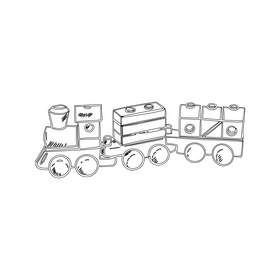 Wooden Train Toys for Kids black and white clipart