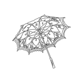 Vintage Umbrella black and white clipart