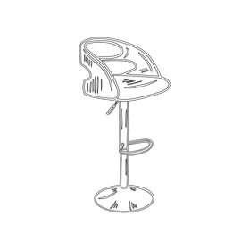 Adjustable Height Bar Stool with Back black and white clipart