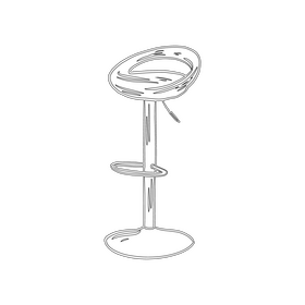 High Bar Stool With Pedestal Base black and white clipart