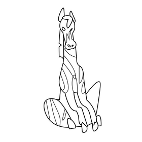 Cute zebra sitting black and white clipart
