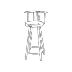 Bar Stool with Back black and white clipart