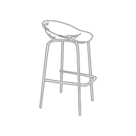 Plastic Bar Stool with Metal Legs black and white clipart