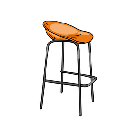 Plastic Bar Stool with Metal Legs clipart