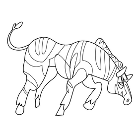 Zebra running black and white clipart