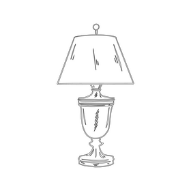 Cottage Table Lamp black and white clipart