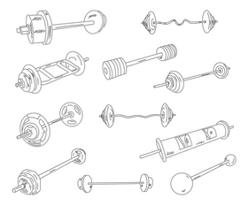 Barbells black and white vector