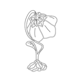 Flower Table Lamp black and white clipart