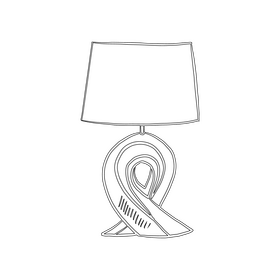 Drum Table Lamp black and white clipart
