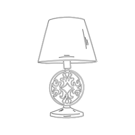 Cottage Table Lamp black and white clipart