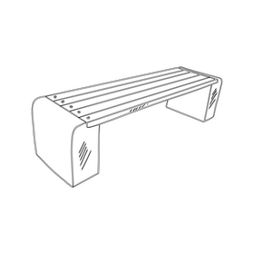 Backless Garden Bench black and white clipart