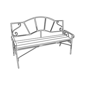 Metal Frame Wooden Bench black and white clipart
