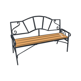 Metal Frame Wooden Bench clipart