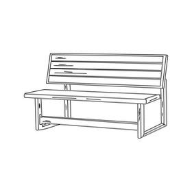 Straight Garden Bench black and white clipart