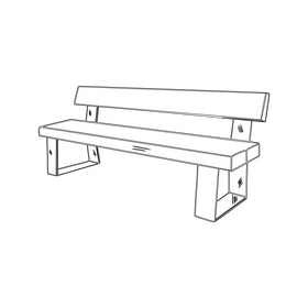 Street Bench black and white clipart