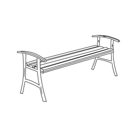 Backless Garden Bench black and white clipart