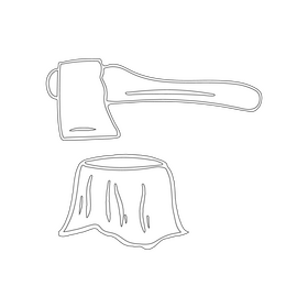 Axe In Wooden Stump black and white clipart