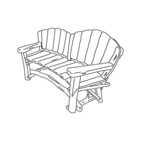 Natural Wood Garden Bench black and white clipart