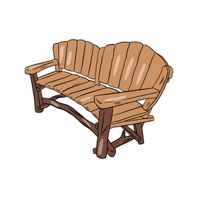 Natural Wood Garden Bench clipart