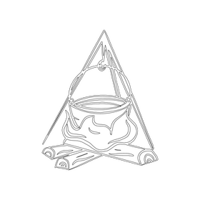 Pot on Fire black and white clipart