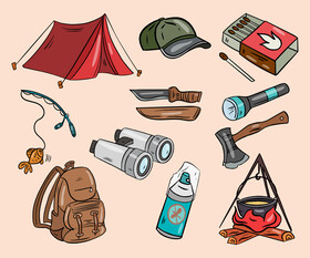 Camping with backpack vector free download