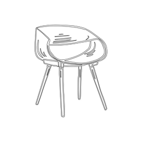 Oval Egg Shaped Plastic Chair black and white clipart