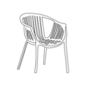 Oval Egg Shaped Plastic Chair black and white clipart