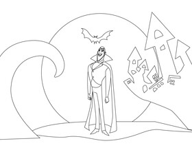 Dracula in moon black and white vector