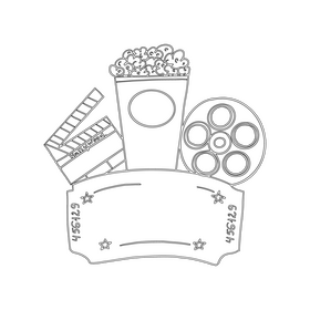 Cinema Set black and white clipart