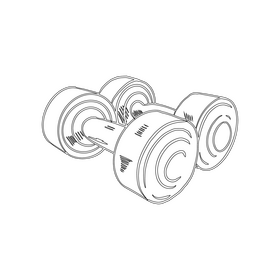 Fixed Rubber Dumbbells black and white clipart