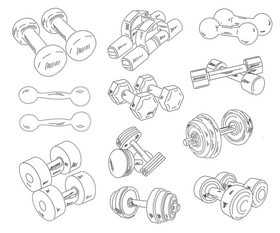 Dumbbells black and white vector
