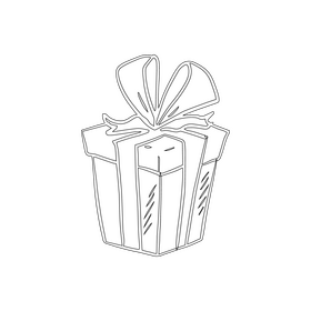 Gray Gift Box with Blue Bow black and white clipart