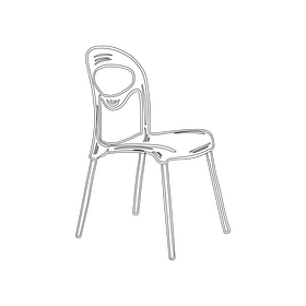 Plastic Chair with Metal Legs black and white clipart