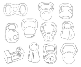 Kettlebells black and white vector