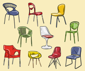 Set of Plastic Chairs vector