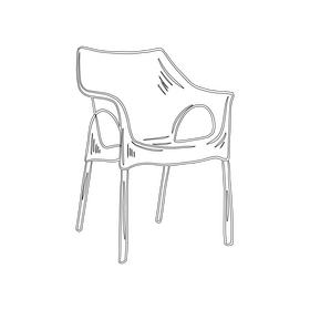 Plastic Chair with Metal Legs black and white clipart