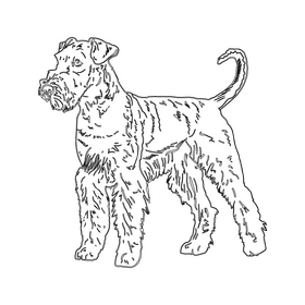 Airedale Terrier black and white clipart