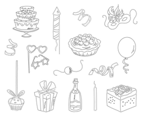 Party Set black and white vector