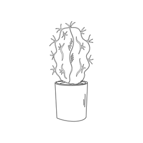 Barrel Cactus black and white clipart