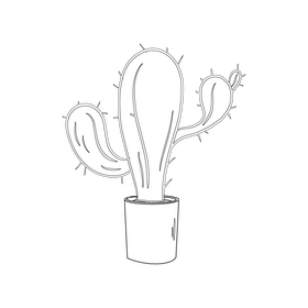Blue Candle Cactus black and white clipart